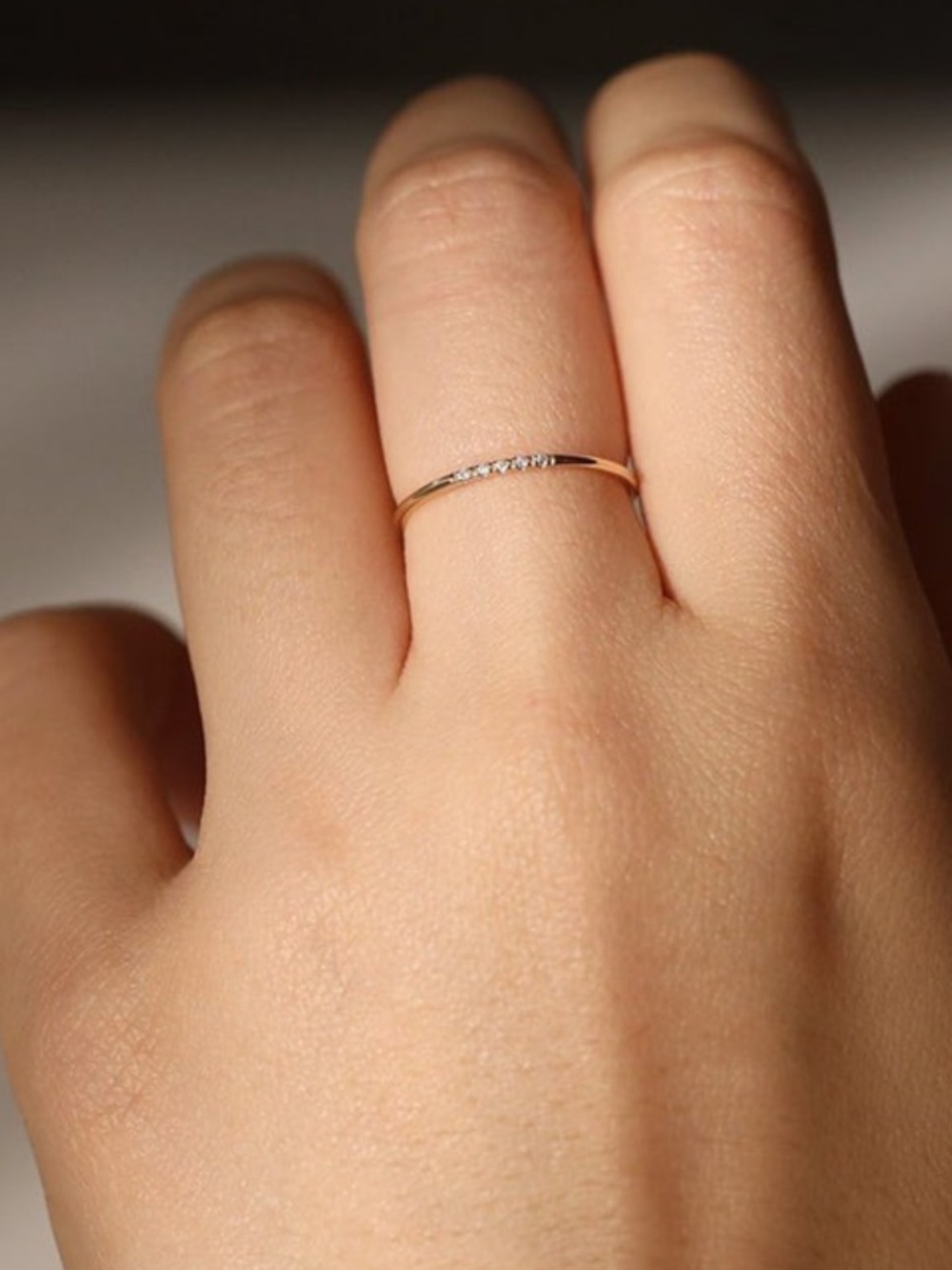 14k Yellow Gold Minimalist Diamond Ring